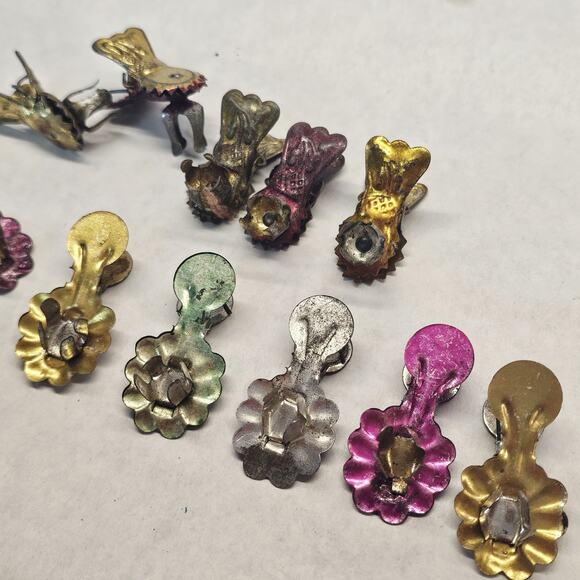 12 Vintage Candle Holders Tin Metal Clip On Christmas Tree 1.5” German? Antique? - Picture 2 of 8